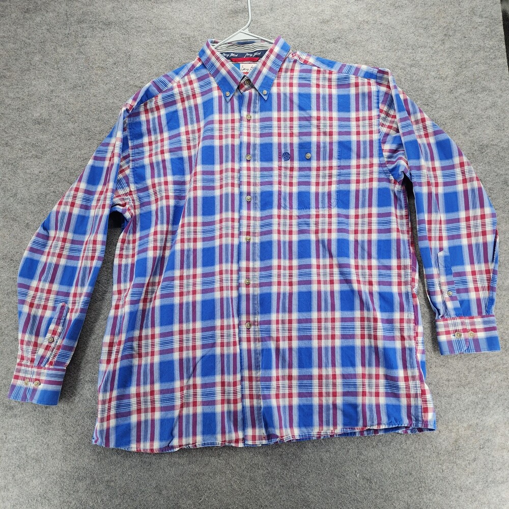 Wrangler George Straight Shirt Mens XL Button Down Blue Plaid